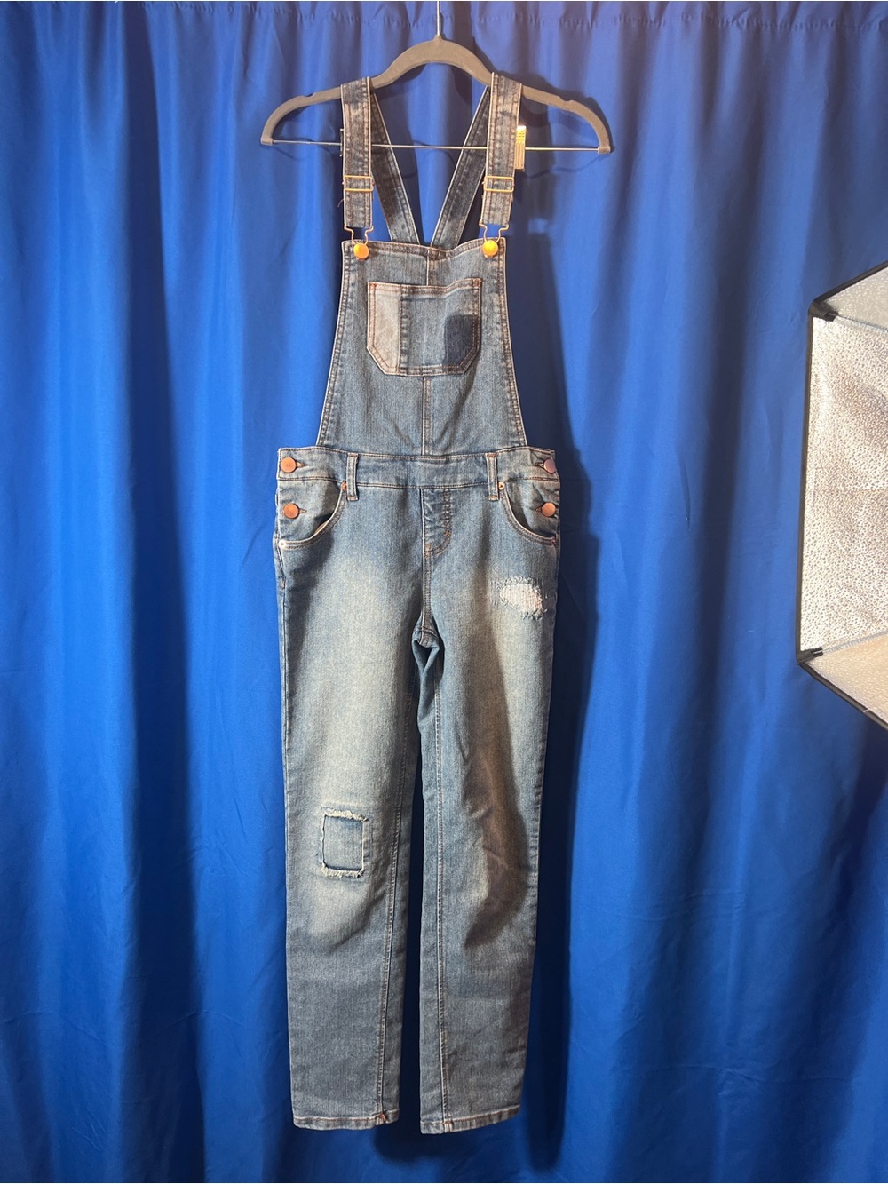 Girls Blue Denim Overalls Jumper - Classic Workwear Style